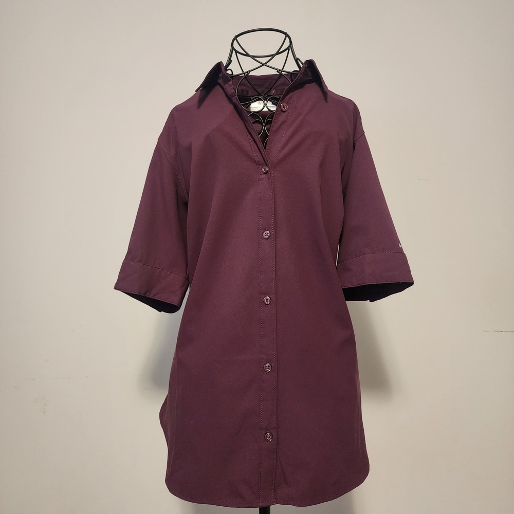Columbia PFG Tamiami II Fishing Shirt Short Sleeve Dark Berry Purple Medium M